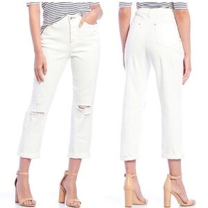 A Loves A High Rise Boyfriend Ecru Ripped Jeans Sz 24